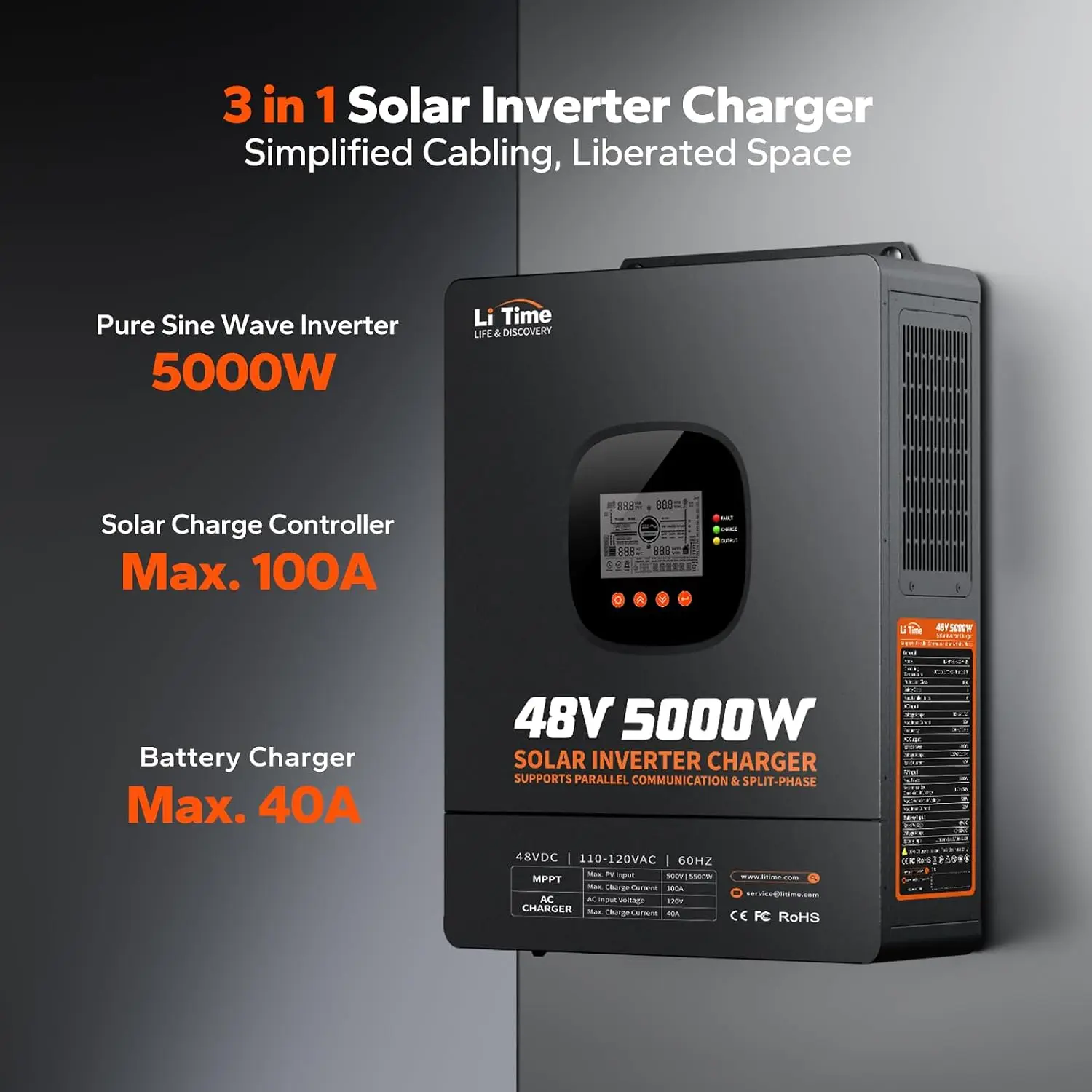 LiTime 5000W Solar Hybrid Inve - Parallel Solar Inverter 48V 5000W Mppt ulasan dan harga
